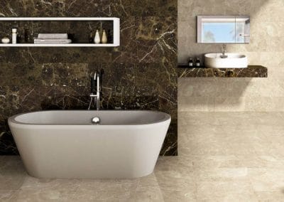 Baños crema marfil y marron emperador